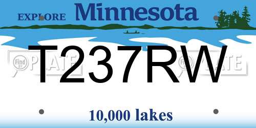 T237RW Minnesota License Plate