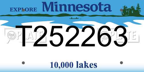 T252263 Minnesota License Plate