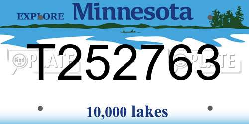 T252763 Minnesota License Plate