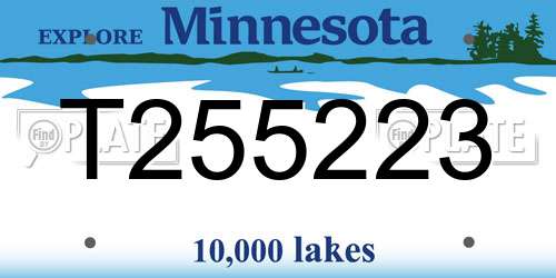 T255223 Minnesota License Plate