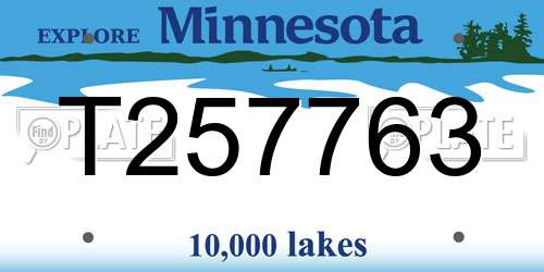 T257763 Minnesota License Plate
