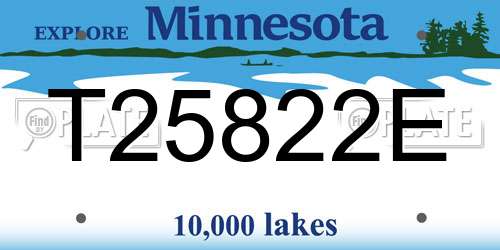 T25822E Minnesota License Plate