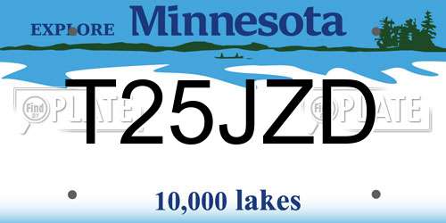 T25JZD Minnesota License Plate