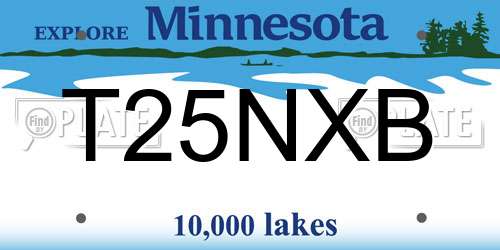 T25NXB Minnesota License Plate