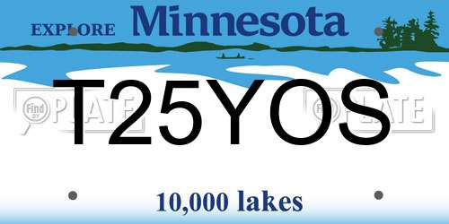 T25YOS Minnesota License Plate