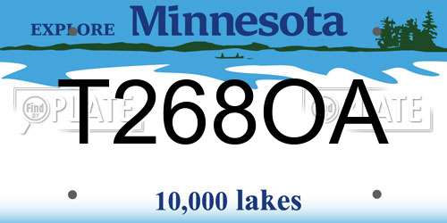 T268OA Minnesota License Plate