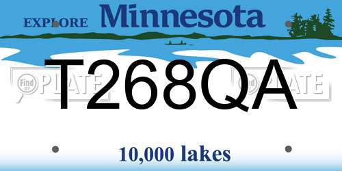 T268QA Minnesota License Plate