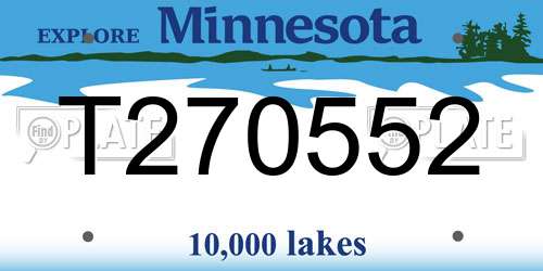 T270552 Minnesota License Plate
