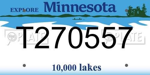 T270557 Minnesota License Plate