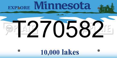 T270582 Minnesota License Plate