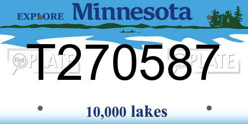 T270587 Minnesota License Plate