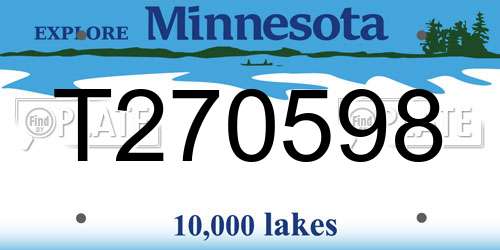 T270598 Minnesota License Plate