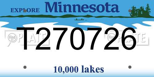 T270726 Minnesota License Plate