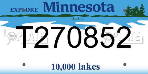 T270852 Minnesota License Plate