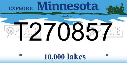 T270857 Minnesota License Plate