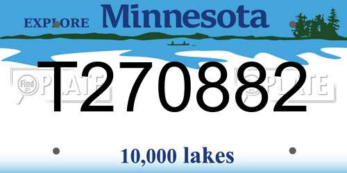 T270882 Minnesota License Plate