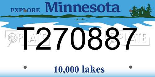 T270887 Minnesota License Plate