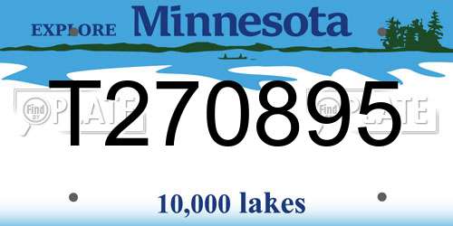 T270895 Minnesota License Plate