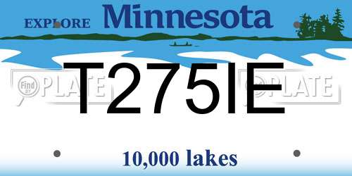 T275IE Minnesota License Plate
