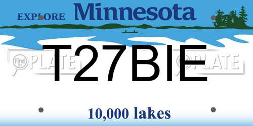 T27BIE Minnesota License Plate