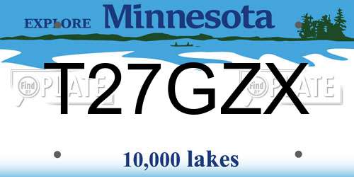 T27GZX Minnesota License Plate