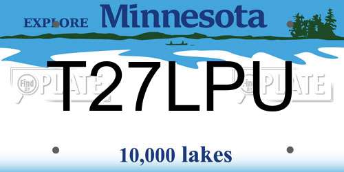 T27LPU Minnesota License Plate