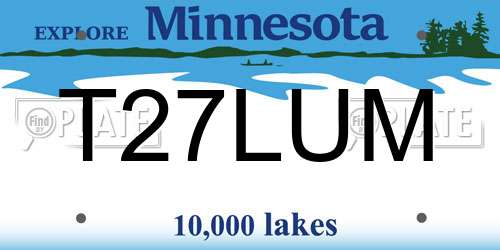 T27LUM Minnesota License Plate