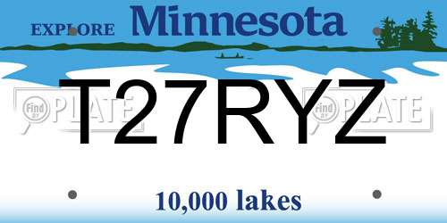 T27RYZ Minnesota License Plate
