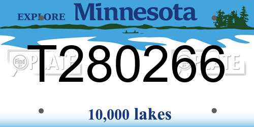 T280266 Minnesota License Plate