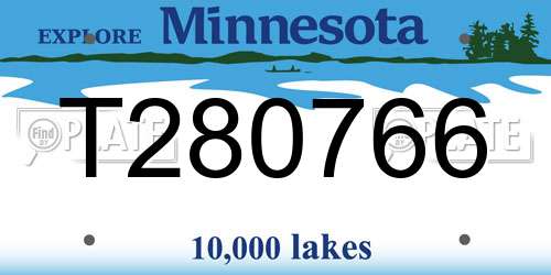 T280766 Minnesota License Plate