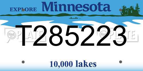 T285223 Minnesota License Plate