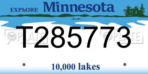 T285773 Minnesota License Plate