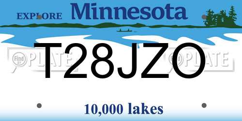 T28JZO Minnesota License Plate