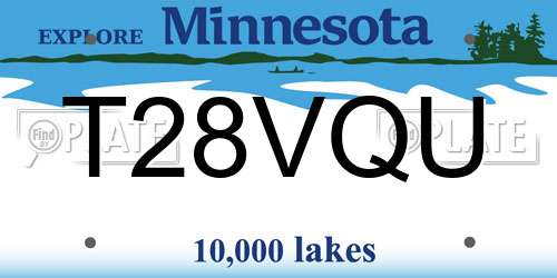T28VQU Minnesota License Plate