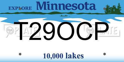 T29OCP Minnesota License Plate