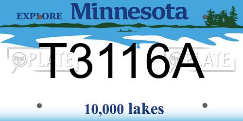 T3116A Minnesota License Plate