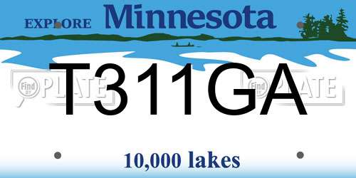 T311GA Minnesota License Plate