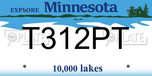 T312PT Minnesota License Plate