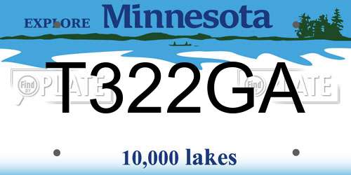 T322GA Minnesota License Plate