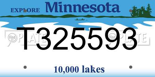 T325593 Minnesota License Plate