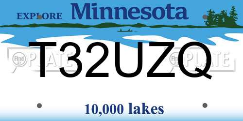 T32UZQ Minnesota License Plate