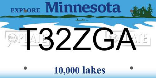 T32ZGA Minnesota License Plate