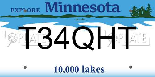 T34QHT Minnesota License Plate
