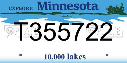 T355722 Minnesota License Plate