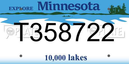 T358722 Minnesota License Plate