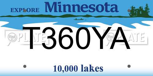 T360YA Minnesota License Plate