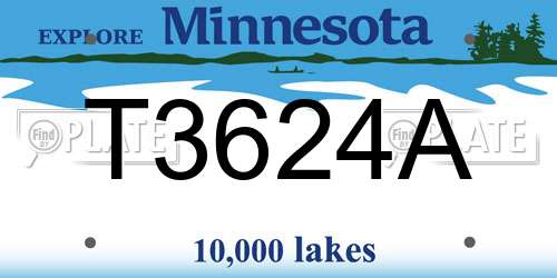 T3624A Minnesota License Plate