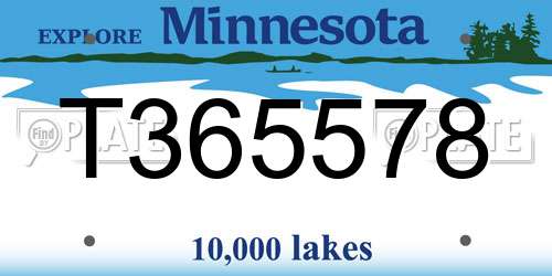 T365578 Minnesota License Plate