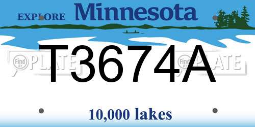 T3674A Minnesota License Plate