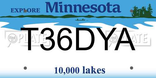 T36DYA Minnesota License Plate